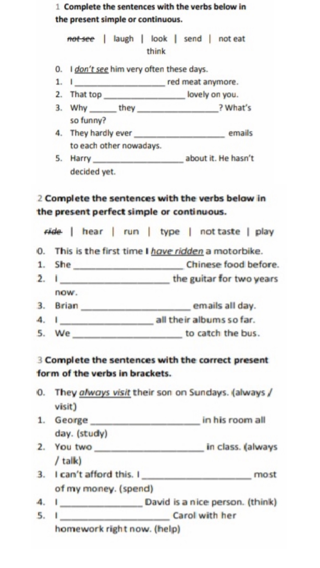 1 Complete the sentences with the verbs | StudyX