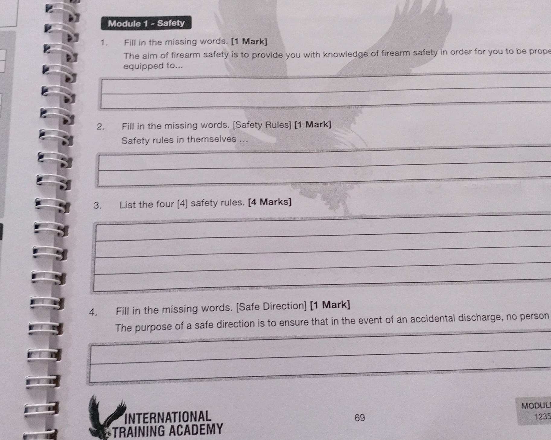 1. Fill in the missing words. [1 Mark] The | StudyX