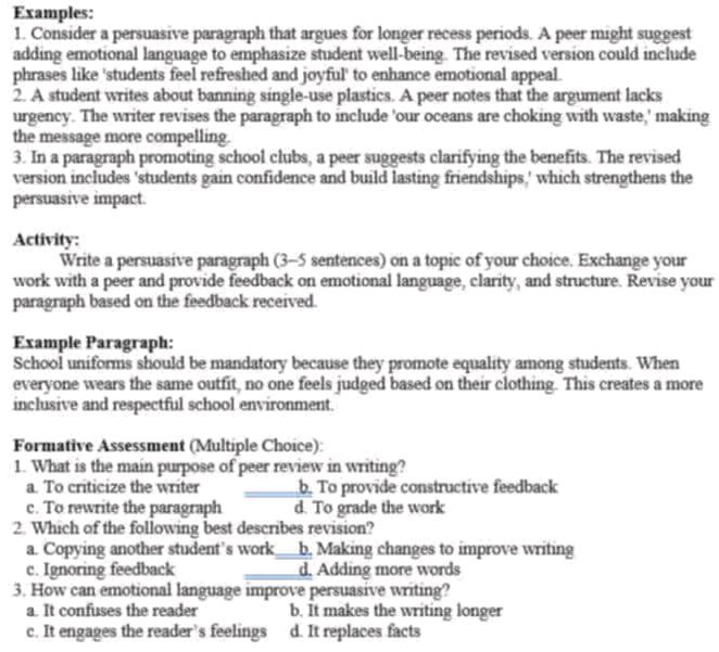 Formative Assessment (Multiple Choice): 1. | StudyX