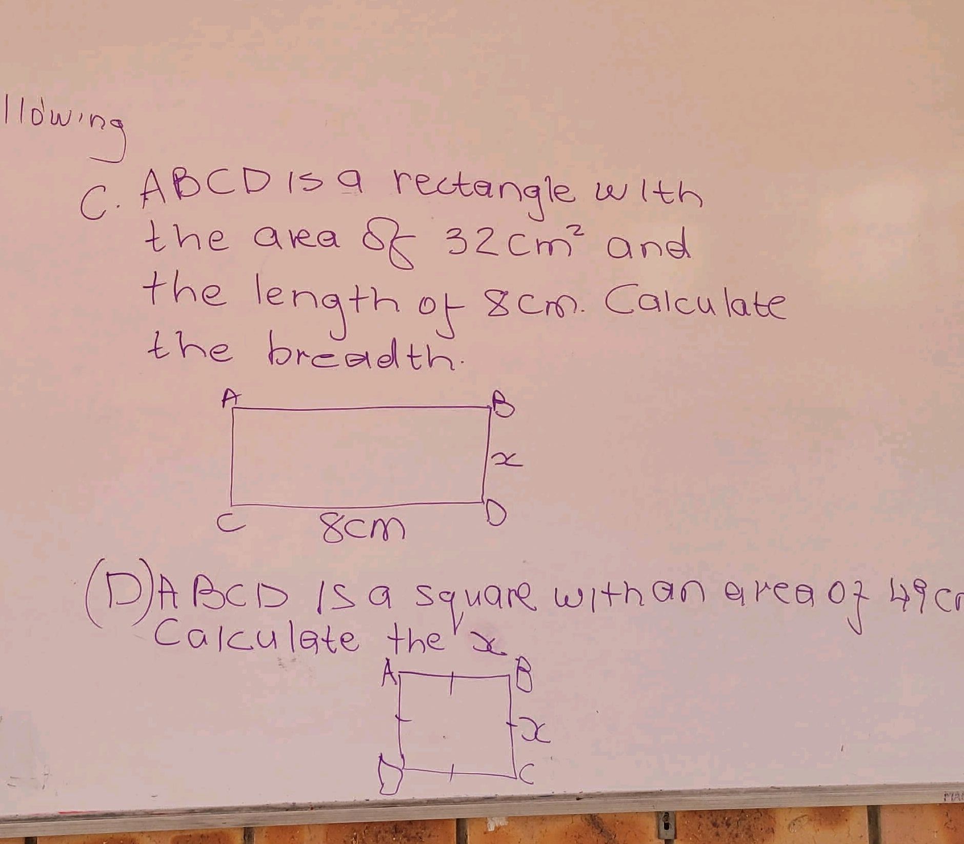 C. ABCD is a rectangle with the area of $32 | StudyX