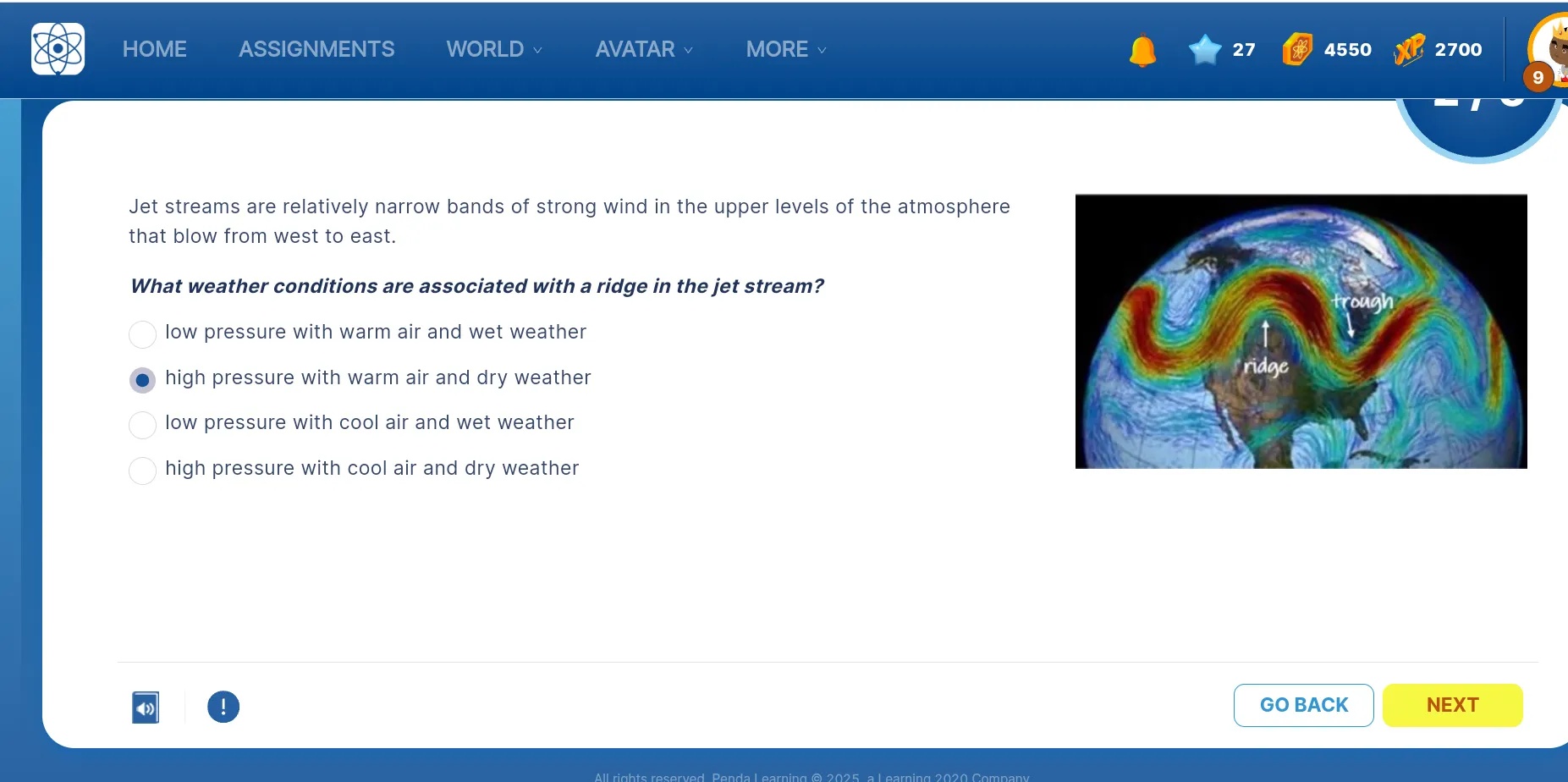 Jet streams are relatively narrow bands of