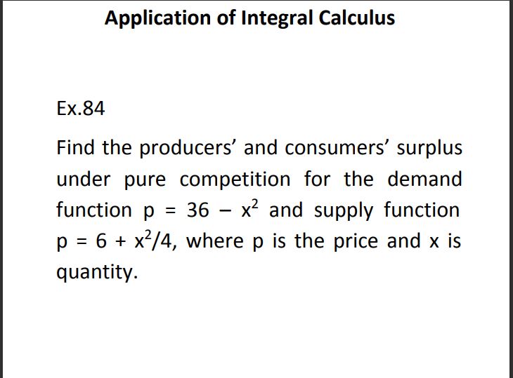 Application of Integral Calculus Ex84 Find | StudyX