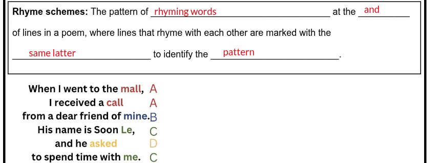 Rhyme schemes The pattern of rhyming words | StudyX