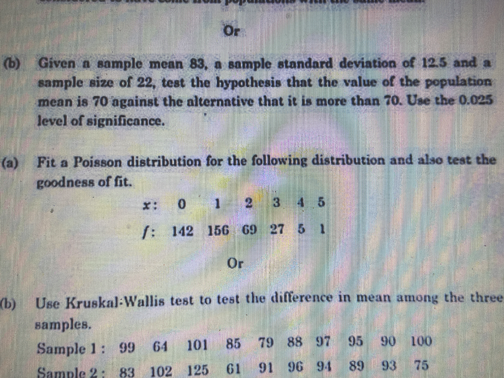 (b) Given a sample mean 83 a sample standard
