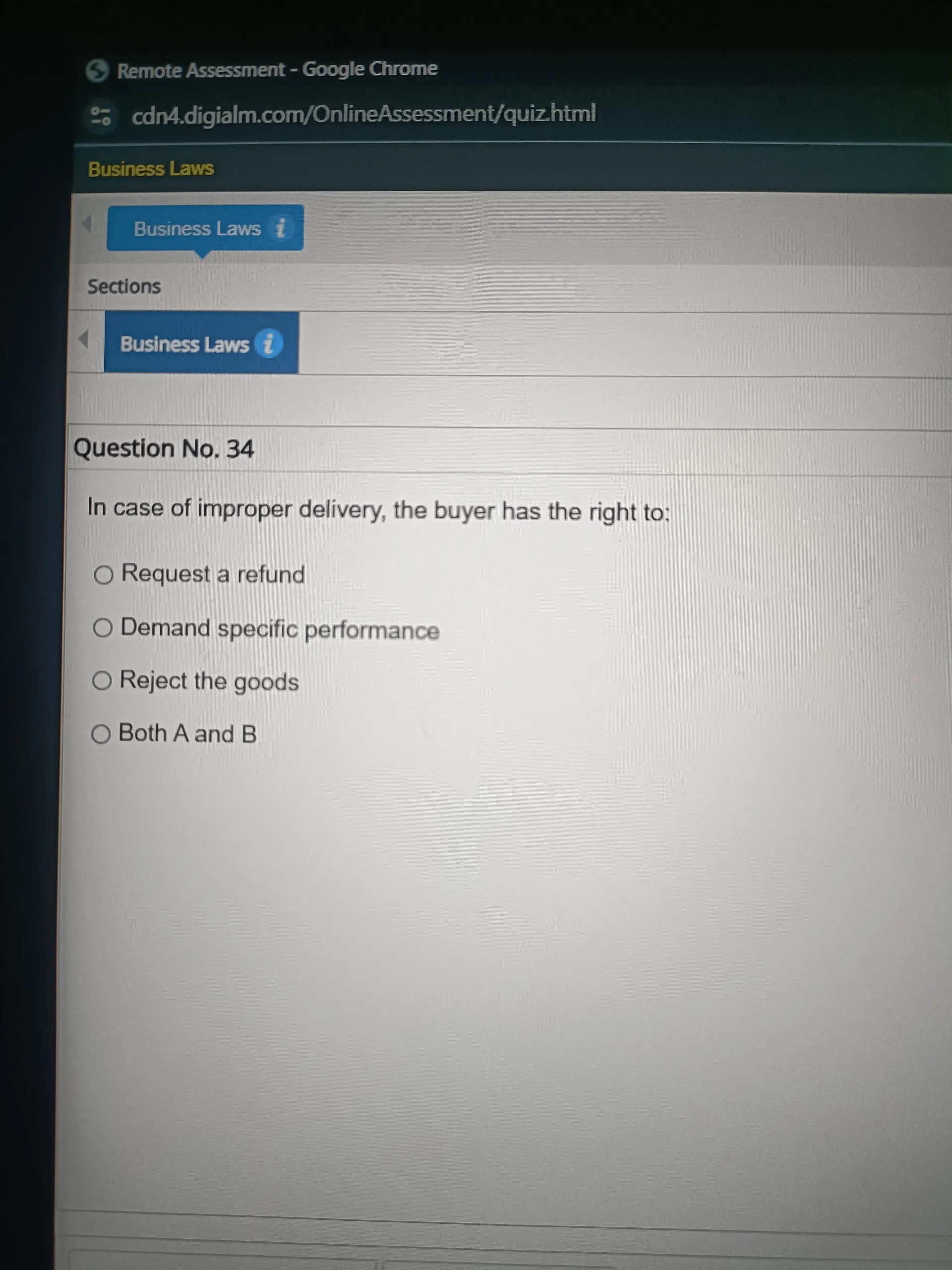 Improper Delivery Question No 34 In case of improper delivery | StudyX