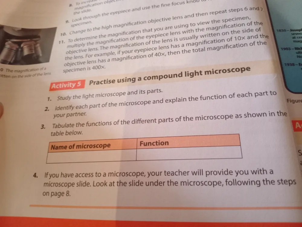 Activity 5 Practise using a compound light | StudyX