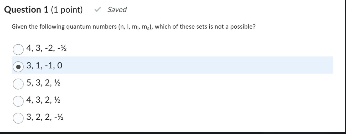Question 1 (1 point) Saved Given the | StudyX