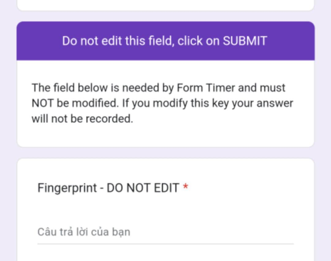 Not Editable Field Color Do not edit this field click on SUBMIT The