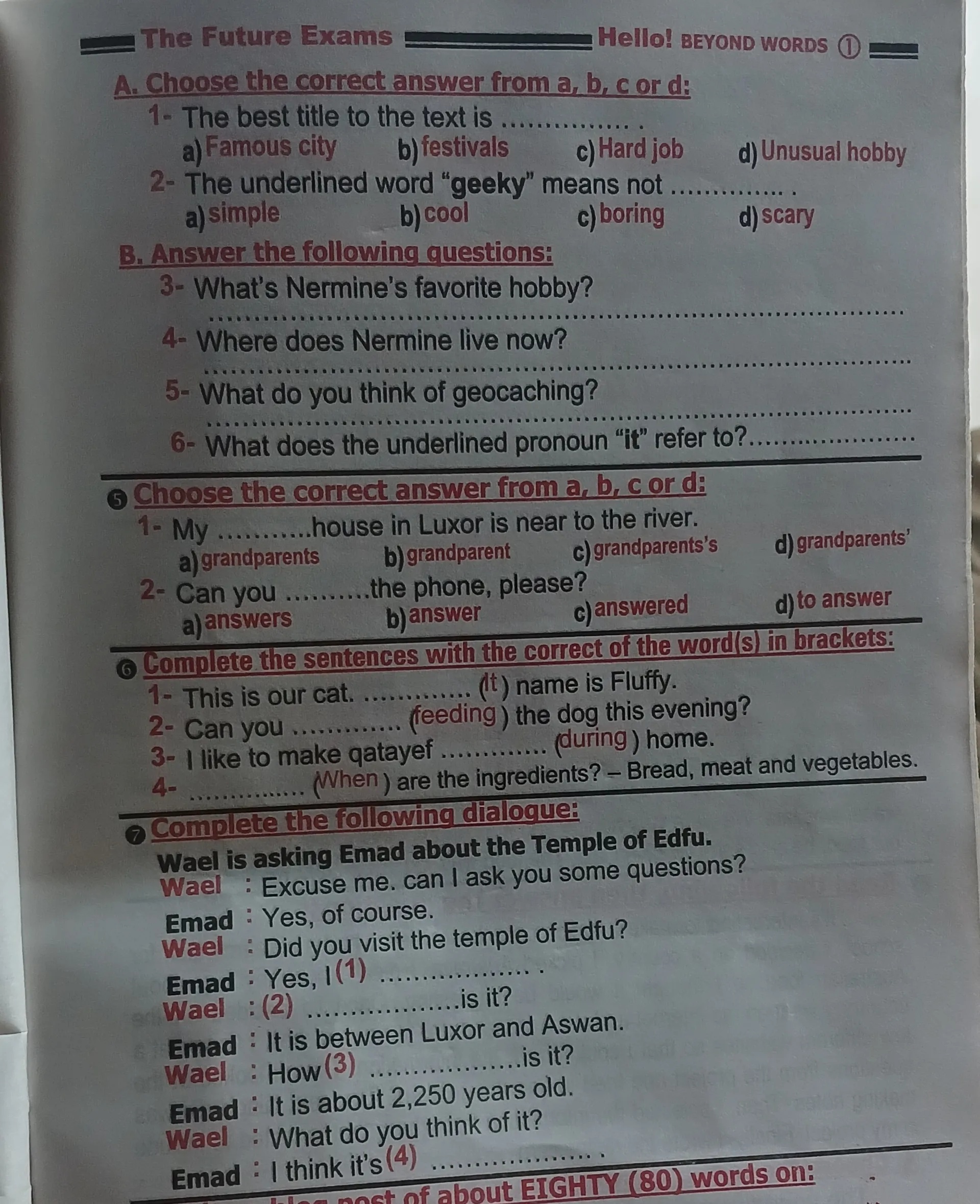The Future Exams Hello BEYOND WORDS A | StudyX
