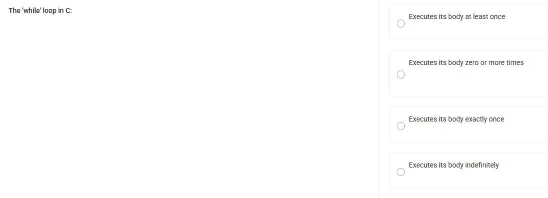 The while loop in C Executes its body at