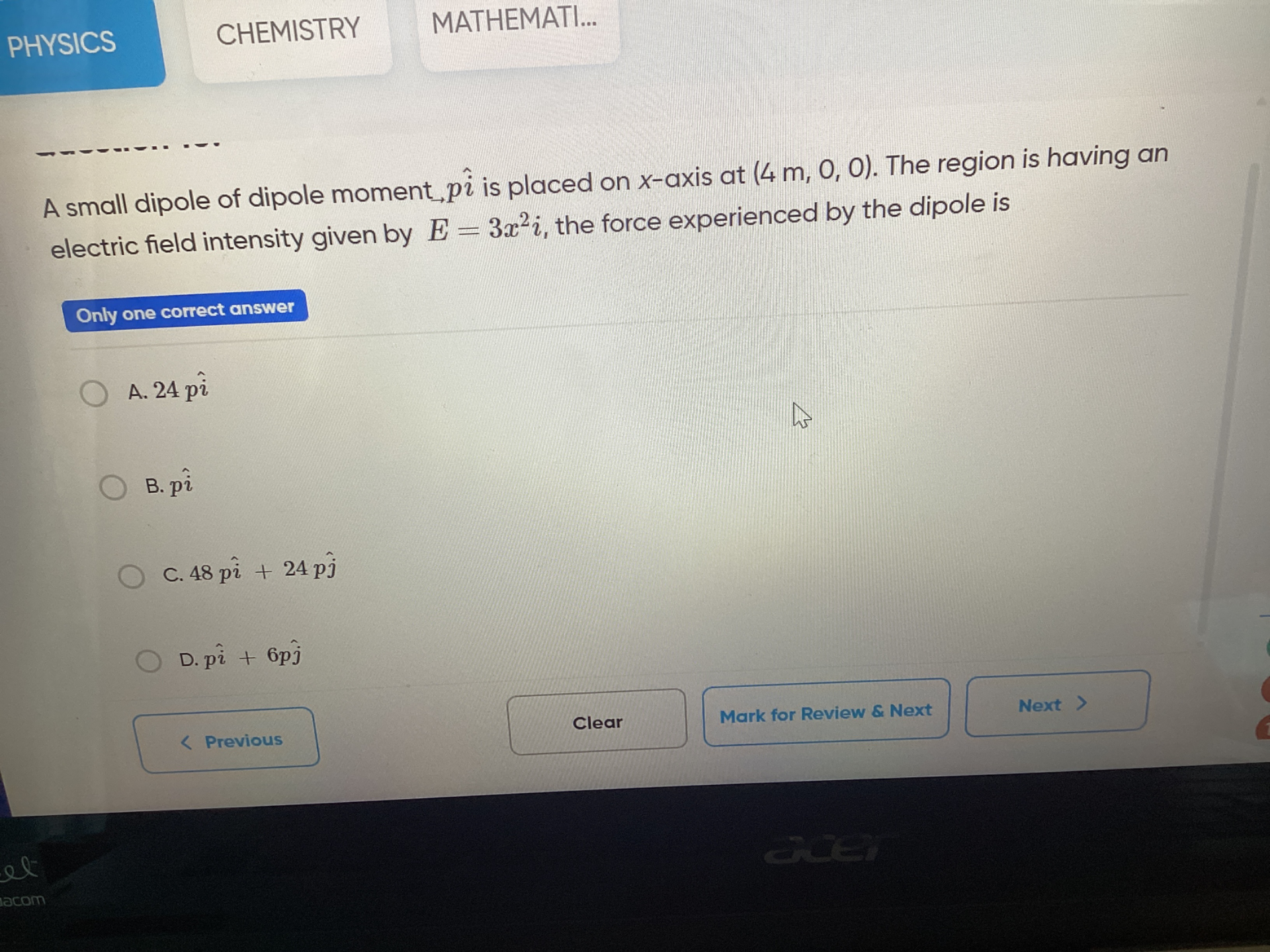 A small dipole of dipole moment p i is