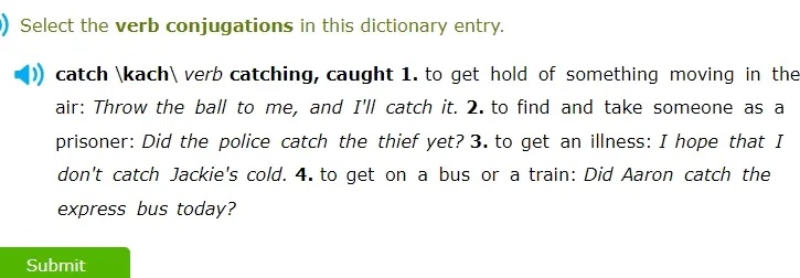 Select the verb conjugations in this
