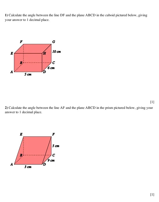 Df Between 1) Calculate the angle between the line DF