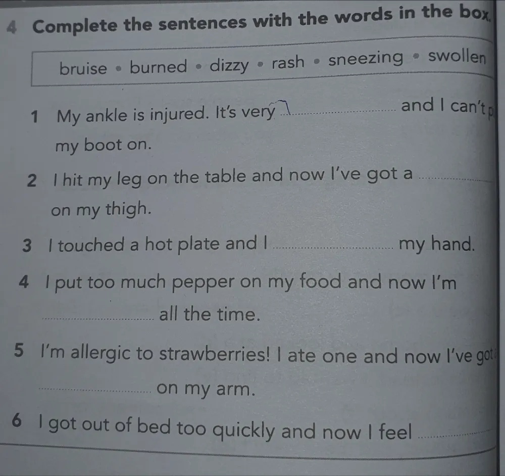 4 Complete the sentences with the words in | StudyX