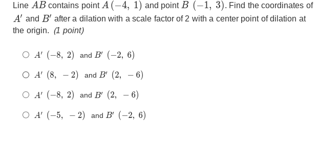 Point B Geometry Line AB contains point A (-4 1) and point B