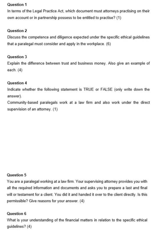 Direct Attorney Questions Examples Question 1 In terms of the Legal Practice
