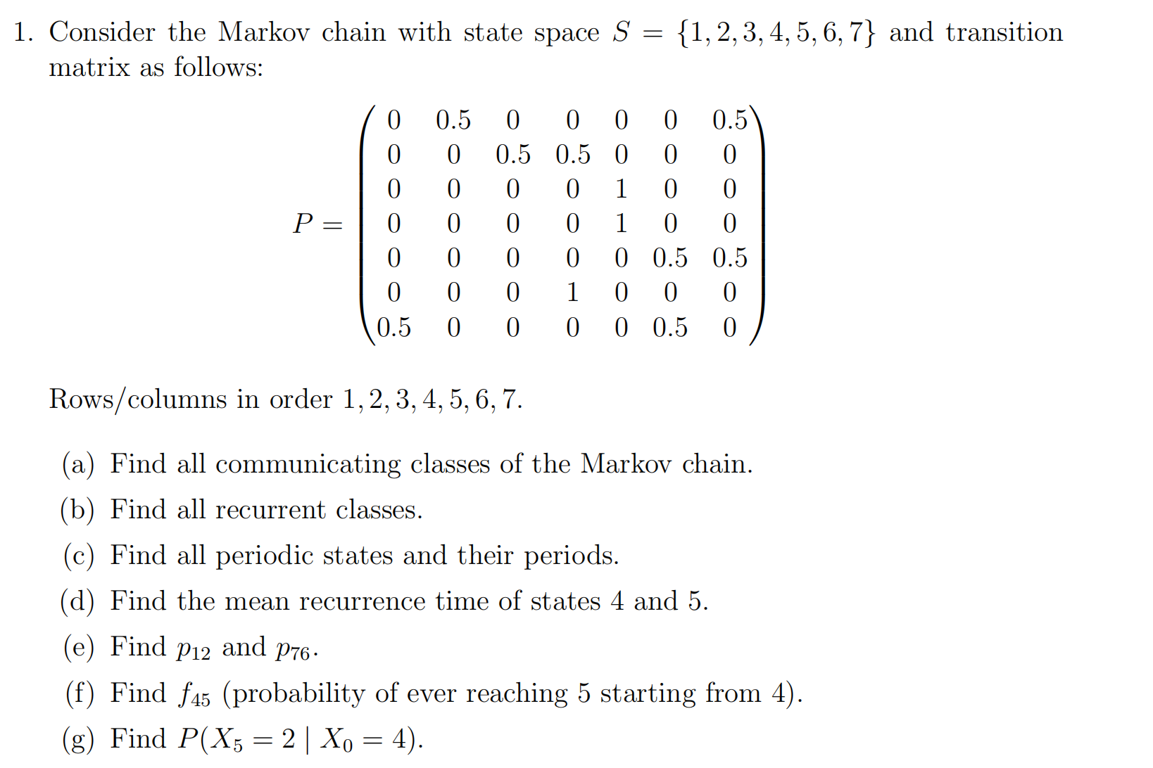 Consider the Markov chain with state space