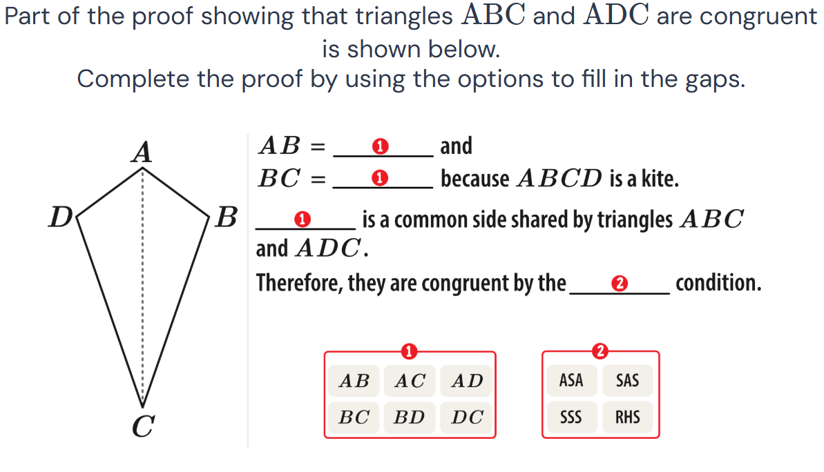 Part of the proof showing that triangles ABC