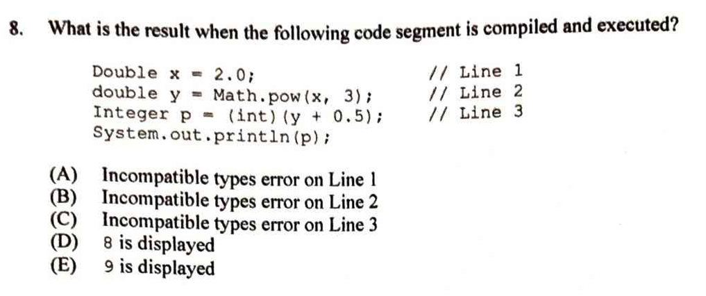 What is the result when the following code