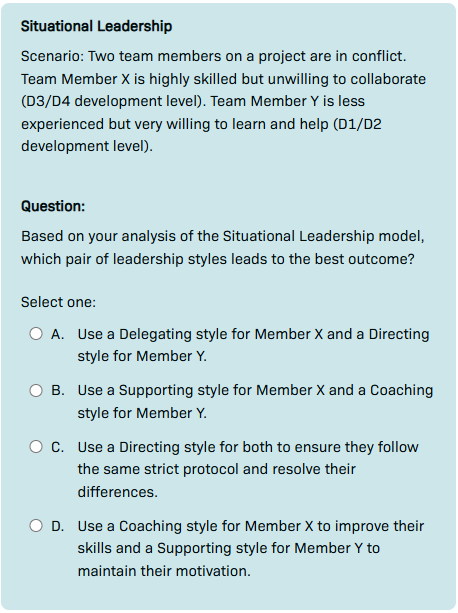 Situational Leadership Scenario: Two team