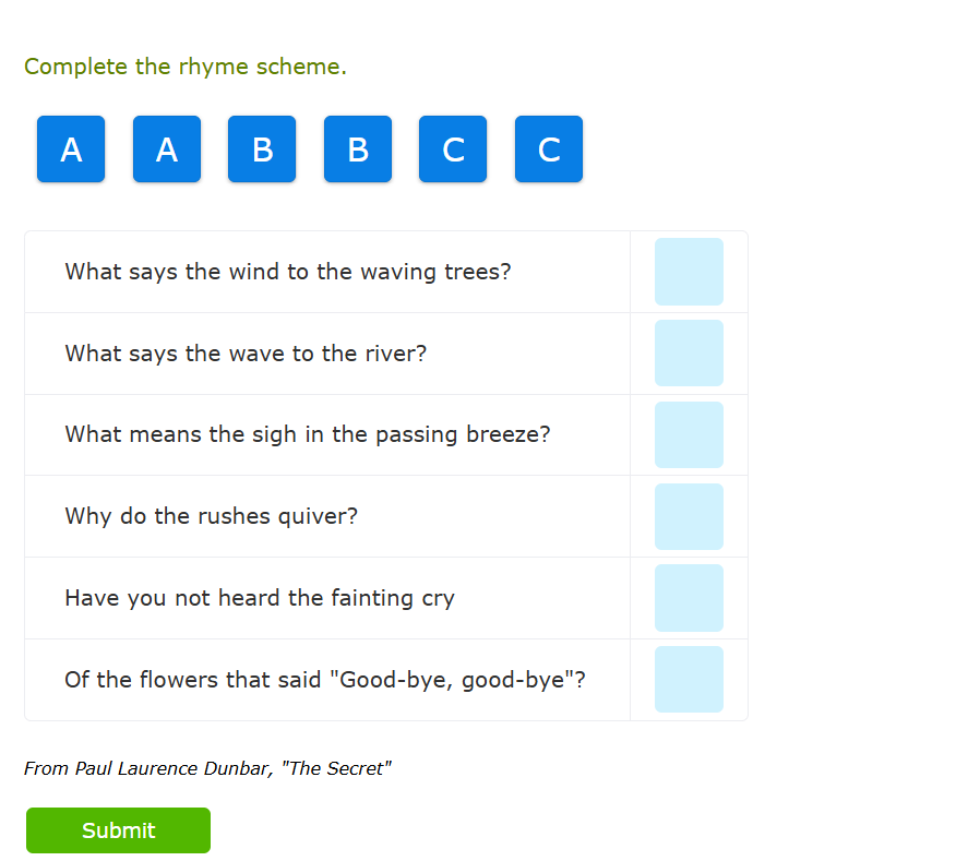 Complete the rhyme scheme. What says the | StudyX