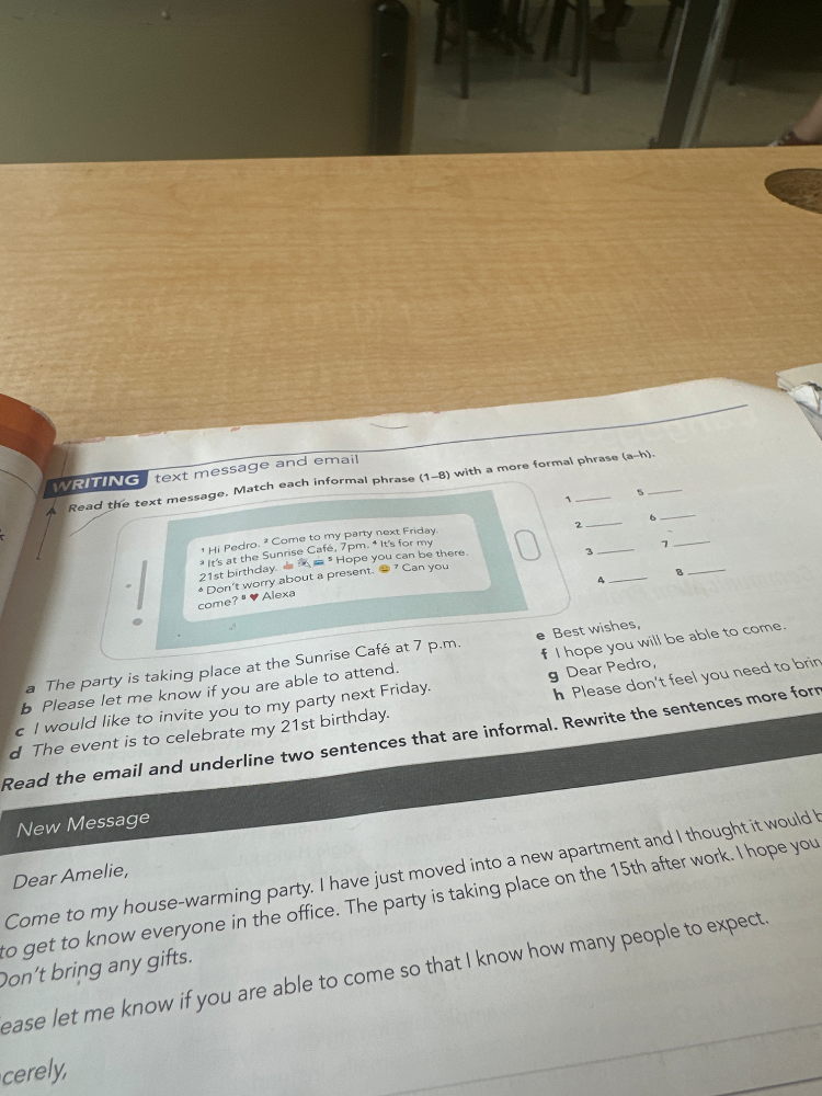 Text Message Informal WRITING text message and email Read the text | StudyX