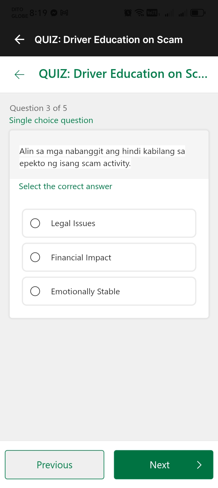 QUIZ: Driver Education on Scam QUIZ: Driver | StudyX