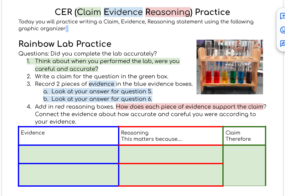 CER (Claim Evidence Reasoning) Practice | StudyX