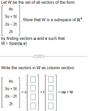 Let W be the set of all vectors of the form