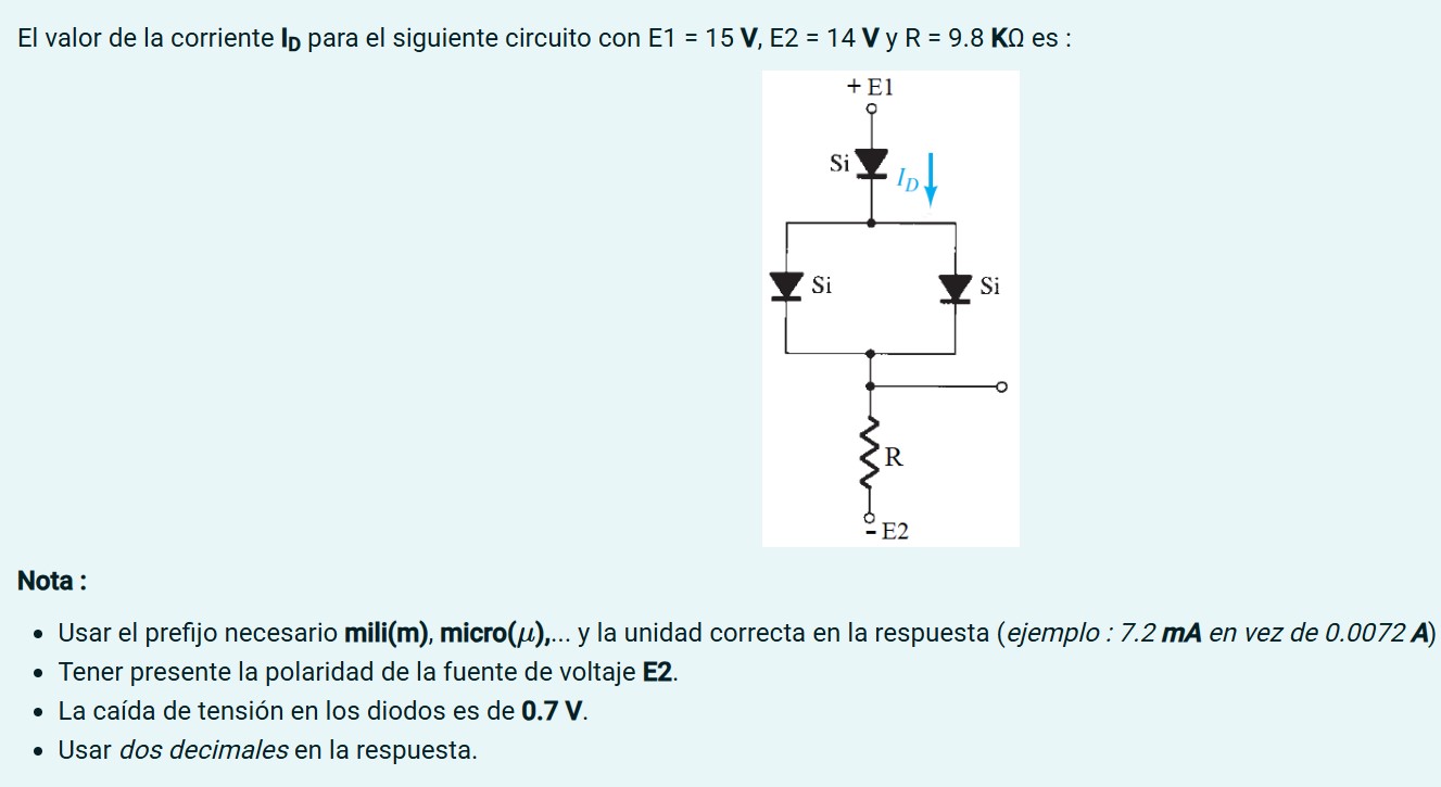 El valor de la corriente $I_D$ para el | StudyX