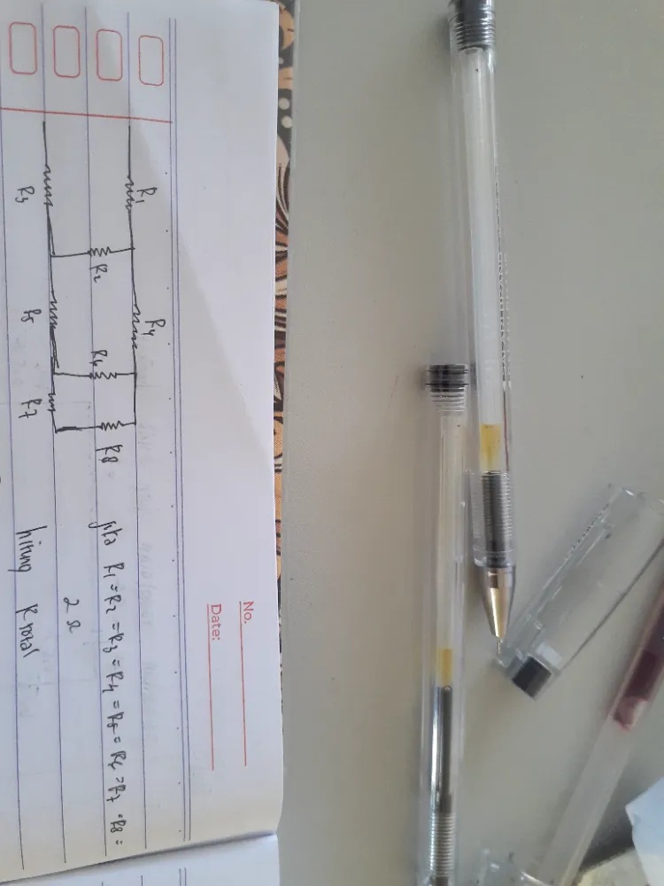 Jika R1=R2=R3=R4=R5=R6=R7=R8 = 2 Ω hitung R | StudyX