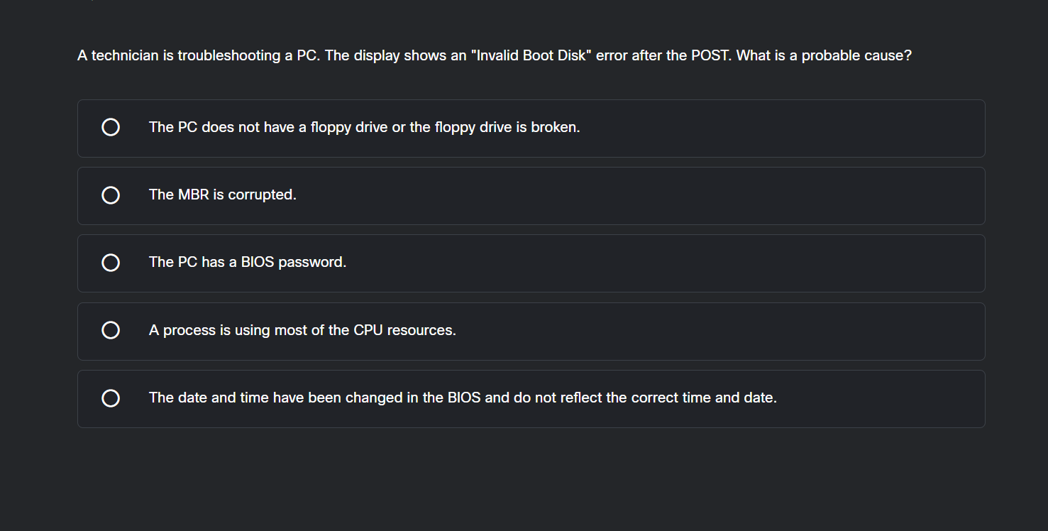Invalid Boot Disk Error Invalid Boot Disk Error