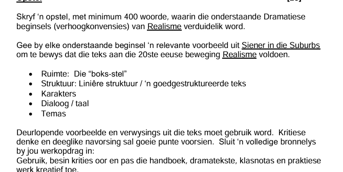 Skryf 'n opstel, met minimum 400 woorde,