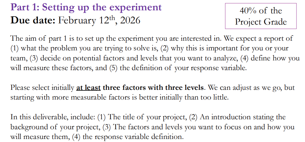 Part 1: Setting up the experiment Due date: | StudyX