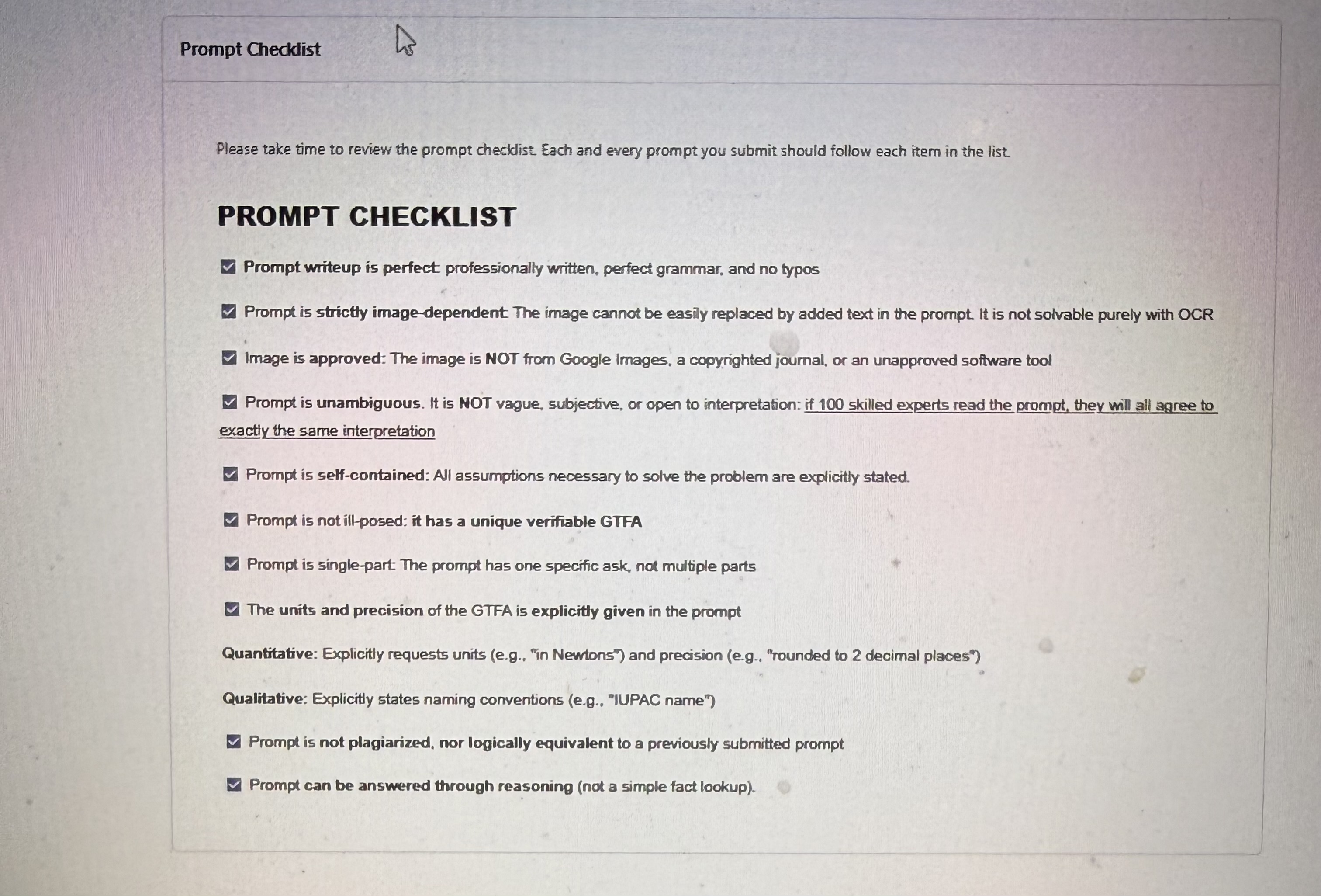 Prompt Requirements Guidelines: Prompt best practices Guidelines | StudyX