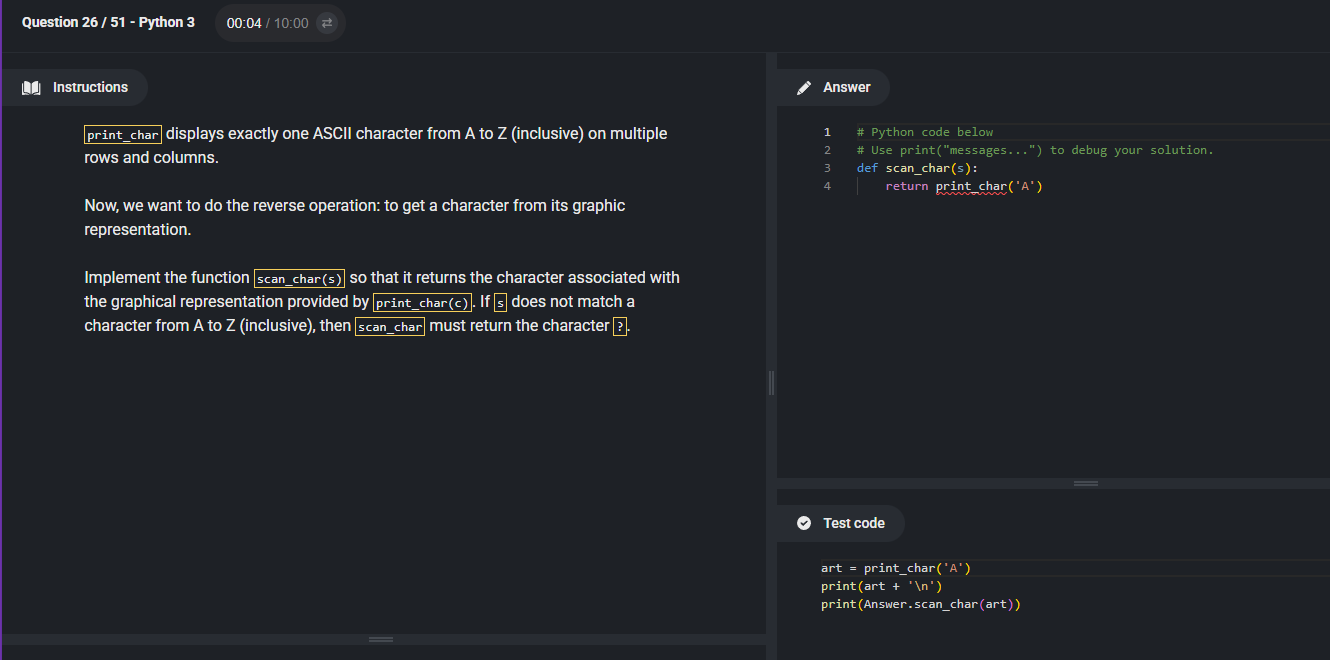 print_char displays exactly one ASCII | StudyX