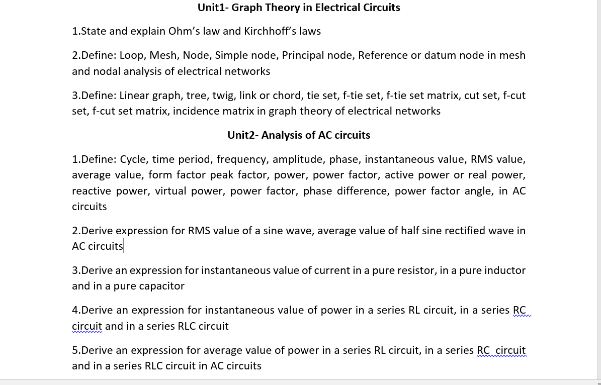 Unit1- Graph Theory in Electrical Circuits