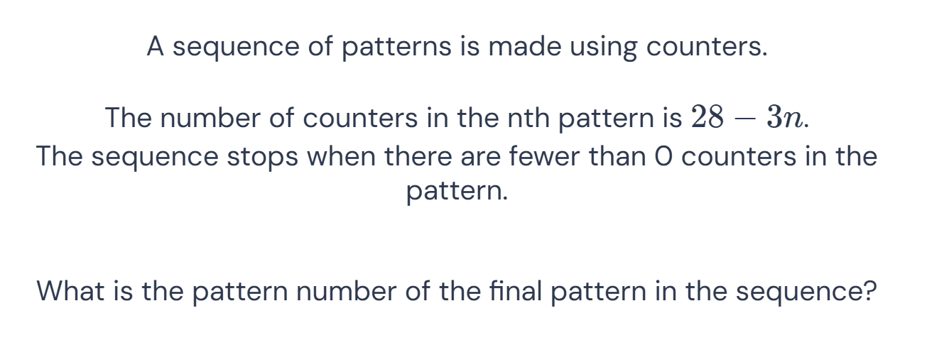 Math Homework Pattern Sequence A sequence of patterns is made using | StudyX