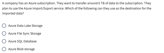 A company has an Azure subscription. They
