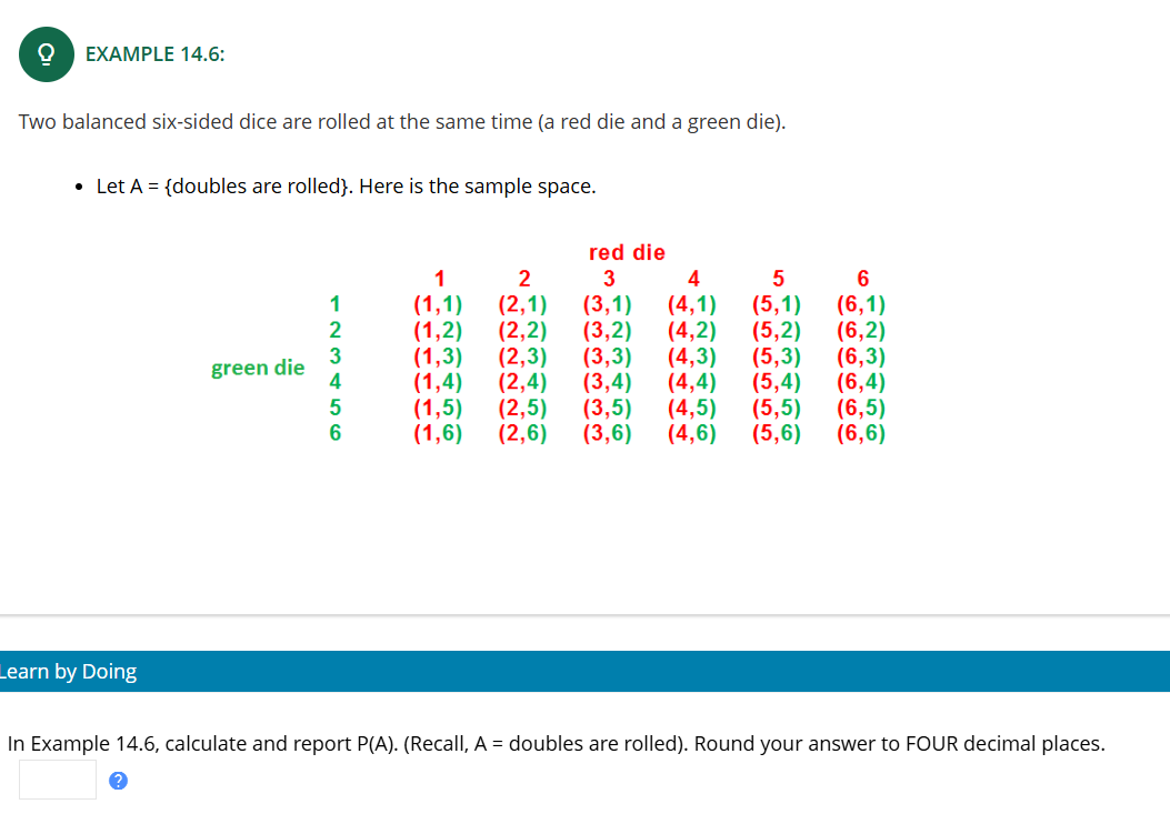EXAMPLE 14.6: Two balanced six-sided dice | StudyX