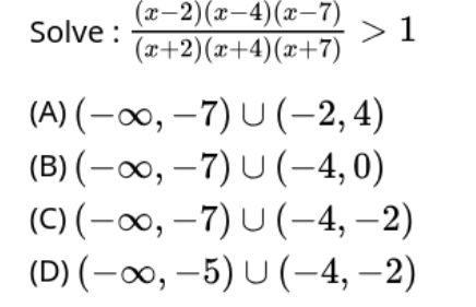 Solve : $ {(x-2)(x-4)(x-7)}{(x+2)(x+4)(x+7)} | StudyX