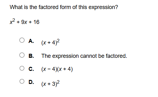 What Is The Expression In Factored Form 9x 2 4