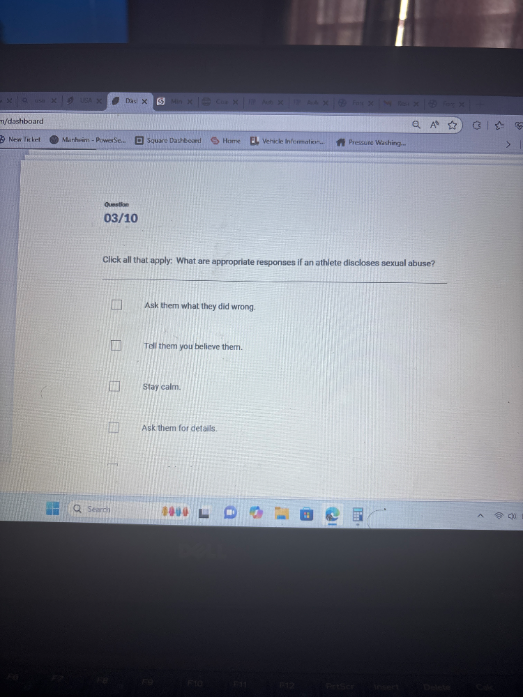 Question 03/10 Click all that apply: What