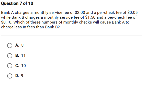 Check Image Service Fee Bank A charges a monthly service fee of | StudyX