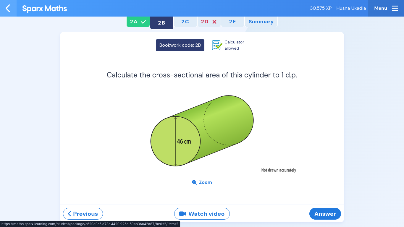 Calculate the cross-sectional area of this | StudyX