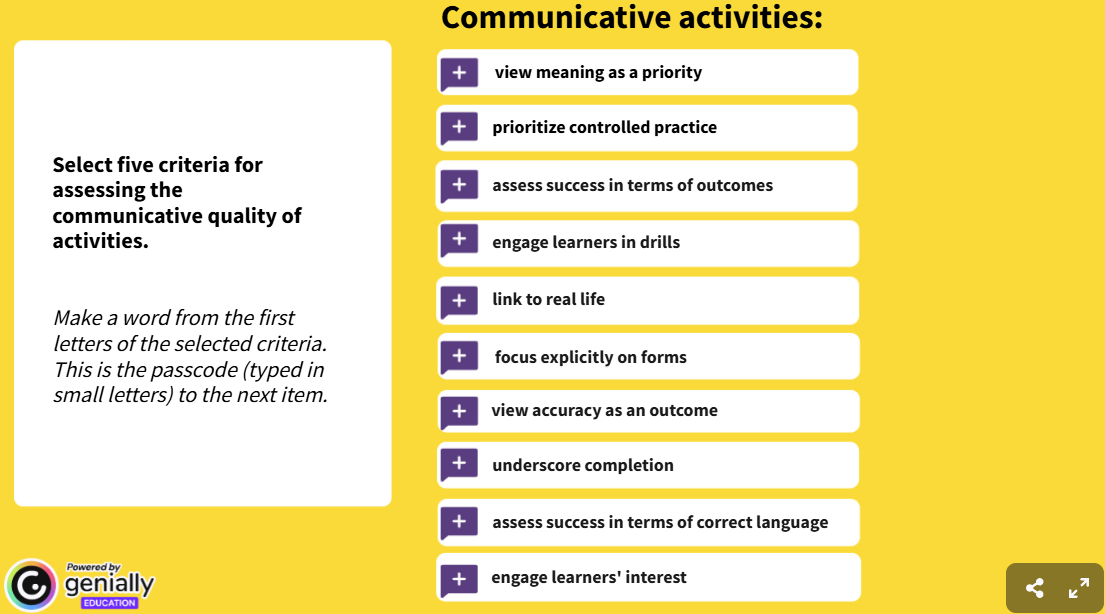 Select five criteria for assessing the