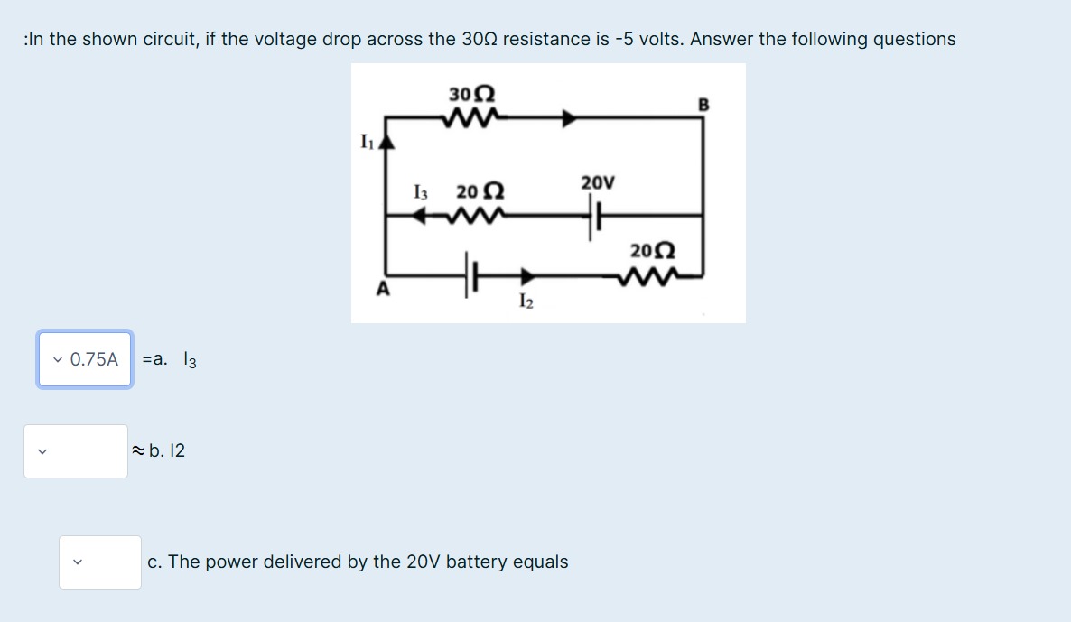 In the shown circuit, if the voltage drop | StudyX