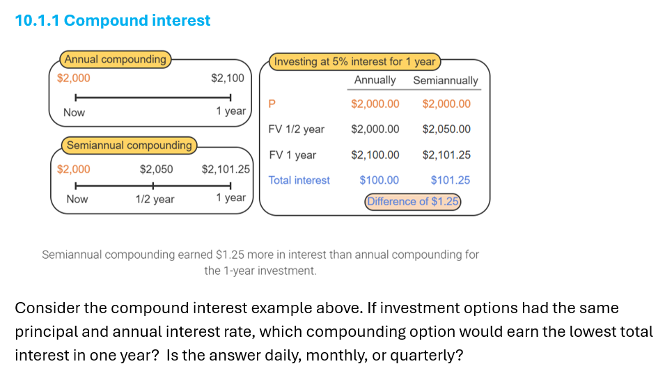 Compound Options Consider the compound interest example | StudyX