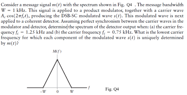 Consider a message signal $m(t)$ with the | StudyX