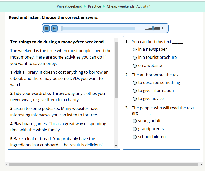 Read and listen. Choose the correct answers. | StudyX